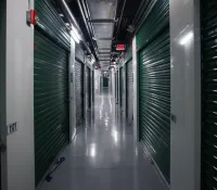 a hallway with green walls