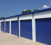 a row of garage doors