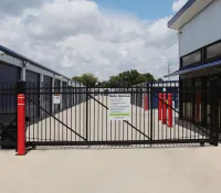 a gated entrance to a building