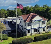 a building with a flag on top