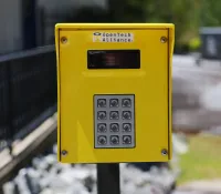 a yellow and black telephone