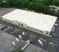 a building with a parking lot