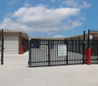 a gated off area with a sign on it