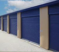 a row of garage doors