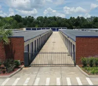 a building with a gate