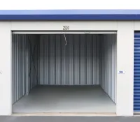 a garage with a garage door