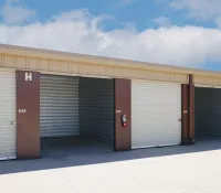 a row of garage doors