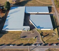 a building with a parking lot