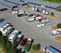 a parking lot full of vehicles