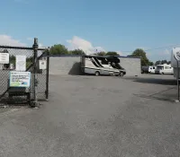 a trailer parked in a parking lot