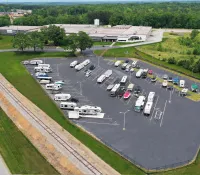 a parking lot full of cars