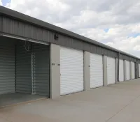 a row of garage doors