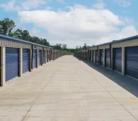 a row of metal buildings