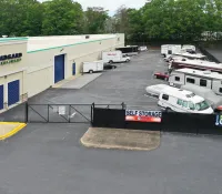 a group of boats parked outside a building