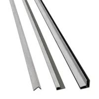 Three different shaped metal channels and angle bars in silver finish on a white background.