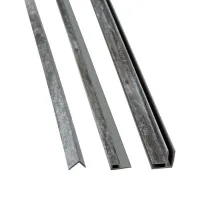 Three metal drywall corner trims with different shapes displayed on white background