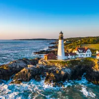 a lighthouse on a rocky coast