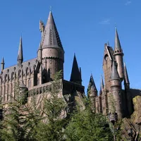 Hogwarts castle at Universal Orlando Resort under clear blue sky