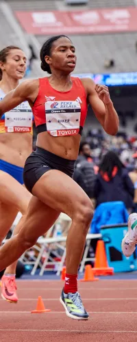 a person running on a track