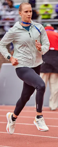 a person running on a track