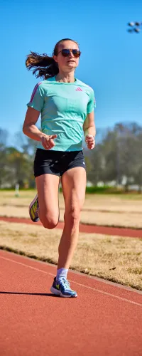 a person running on a track