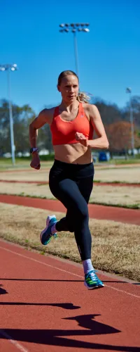 a person running on a track