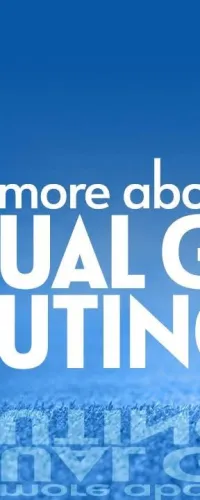 Blue golf course background with a golf ball and text promoting annual golf outing event by Ohio Tire & Automotive Association