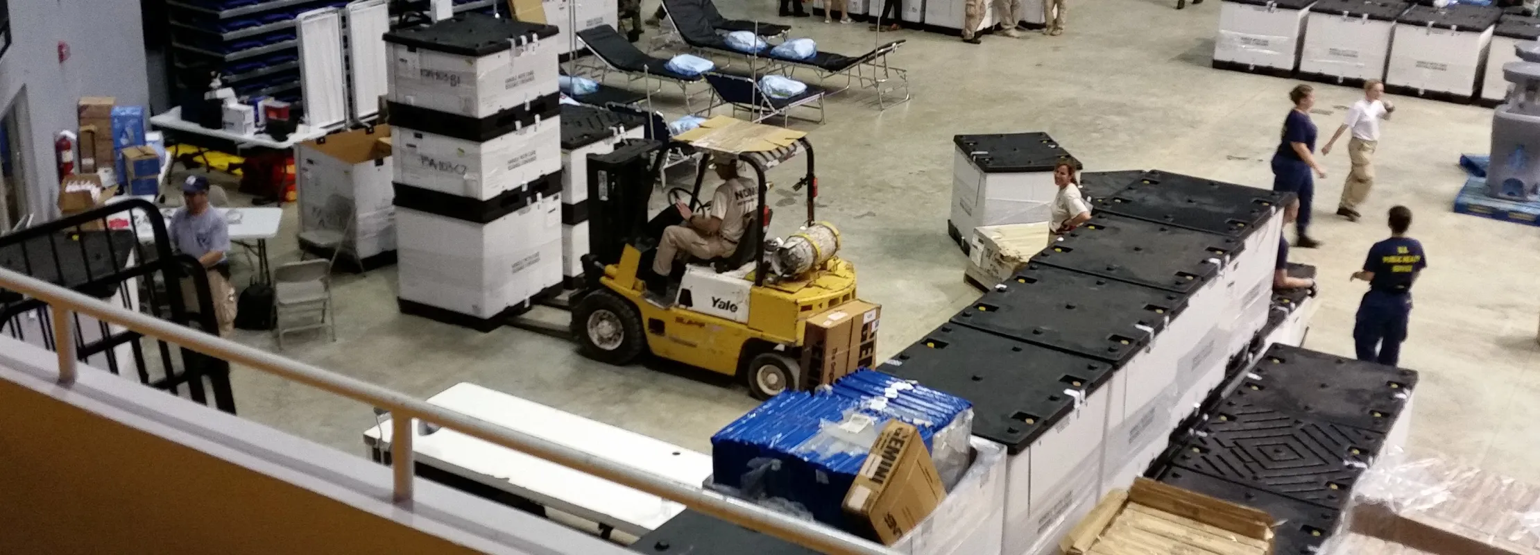 a person walking in a warehouse