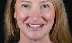 a close-up of a woman smiling