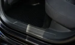 Thumbnail control image for Side-by-side comparison of a dirty versus clean black car door sill with black interior seats.