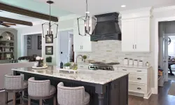Thumbnail control image for a kitchen with an island and wood hood