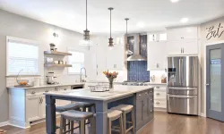 Thumbnail control image for a large kitchen with stainless steel appliances