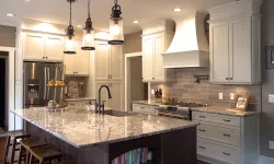 Thumbnail control image for a modern kitchen with a curved wood hood