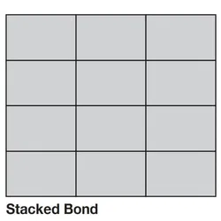 Diagram of stacked bond pattern showing four rows of gray rectangular blocks aligned vertically and horizontally.