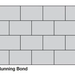 Diagram of a running bond brick pattern with staggered horizontal rows for wall design.