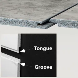 Close-up of tongue and groove edges on panels showing how they interlock for secure fitting.