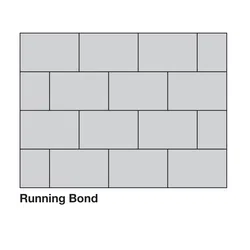 Running bond brick pattern with staggered horizontal rows of rectangular bricks in gray.