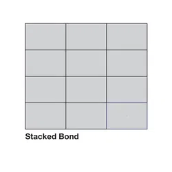 Grid of twelve gray rectangles arranged in four rows, illustrating the stacked bond pattern in masonry.