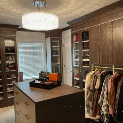 Closet island with Waterfall Countertop