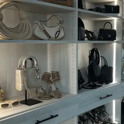 shelf with shoes on it - Lighting in a Custom Closet Design