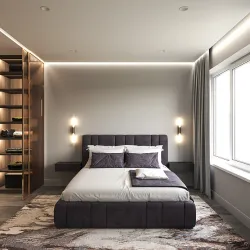 a bed in a room