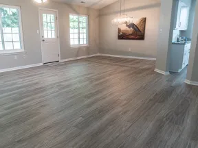 a room with a wood floor