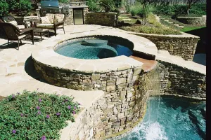 Elevated Spillover Stone Spa