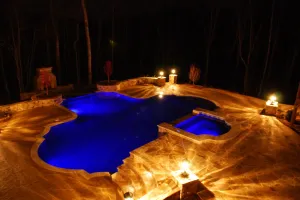 Night View of a Gunite Pool