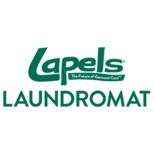 Lapels Laundromat logo with tagline The Future of Garment Care on black background