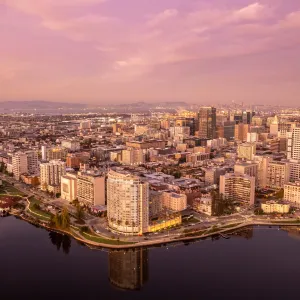 a city next to a body of water