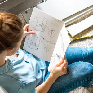 A woman reading an Instruction Manual