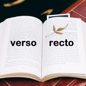 An open book depicting the concept of verso and recto