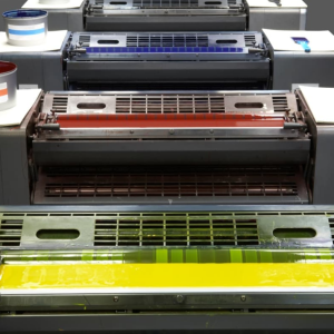 Four ink towers of an Offset Printing Press