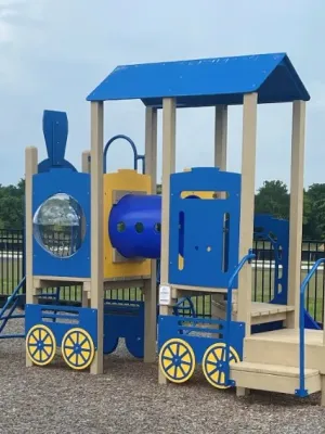 a play structure with wheels
